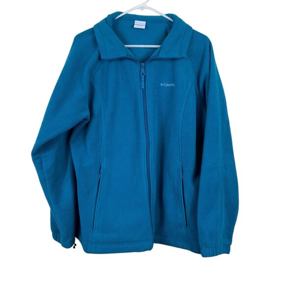 Columbia Blue Mock Neck Full Zip Fleece Jacket Gorpcore Size 1X - Picture 1 of 7